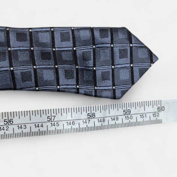 Murano Silk Tie Geometric Cubes Blue Formal Business Dress - Picture 6 of 6